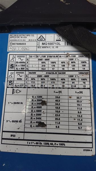 Miller Dynasty 210 DX AC/DC Tig Welder Auto Line voltage